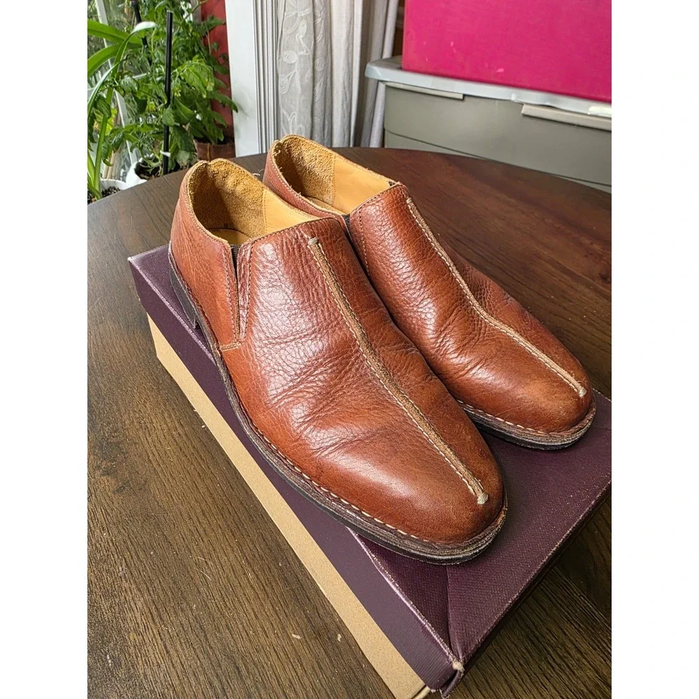 Mens Tommy Bahama Leather Slip On Shoes Sz 13  Split Toe Brown Loafers TB-315 75